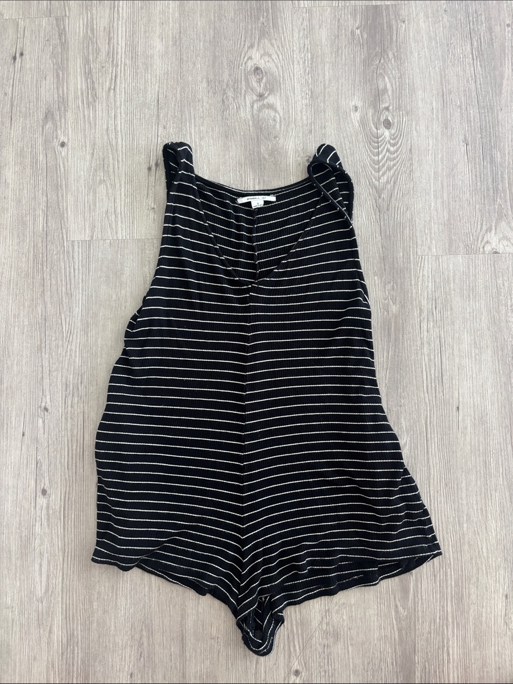 O’neil Black and White Striped Sleeveless Romper Top
